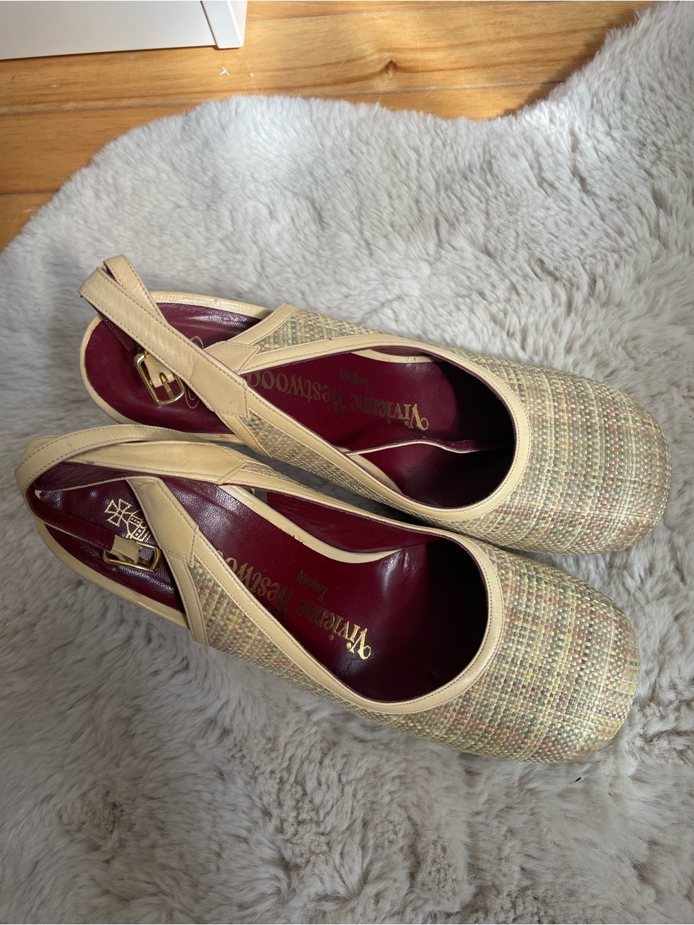 Vivienne Westwood Cream Tweed Slingback Heels